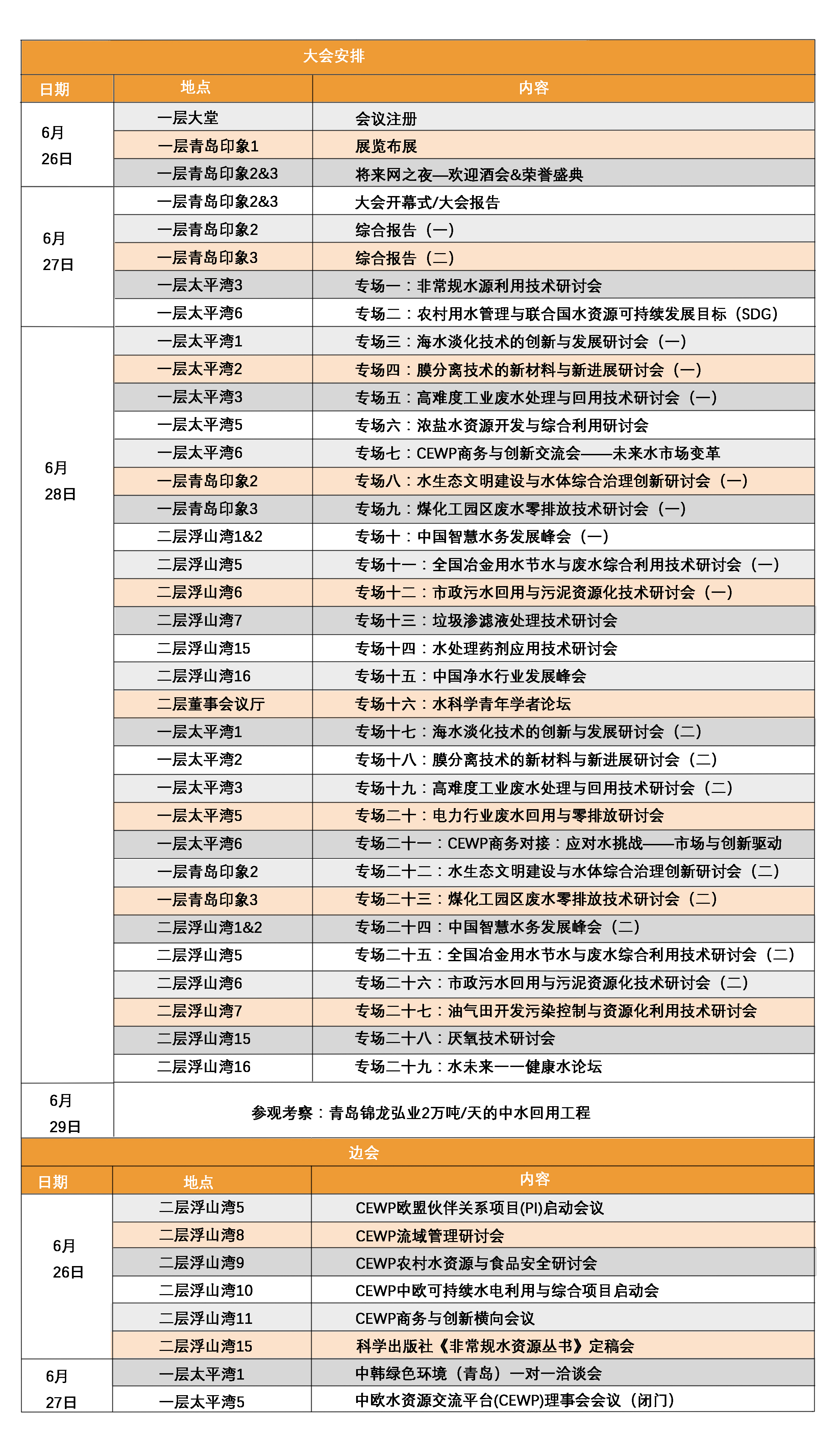 大會(huì )日程表